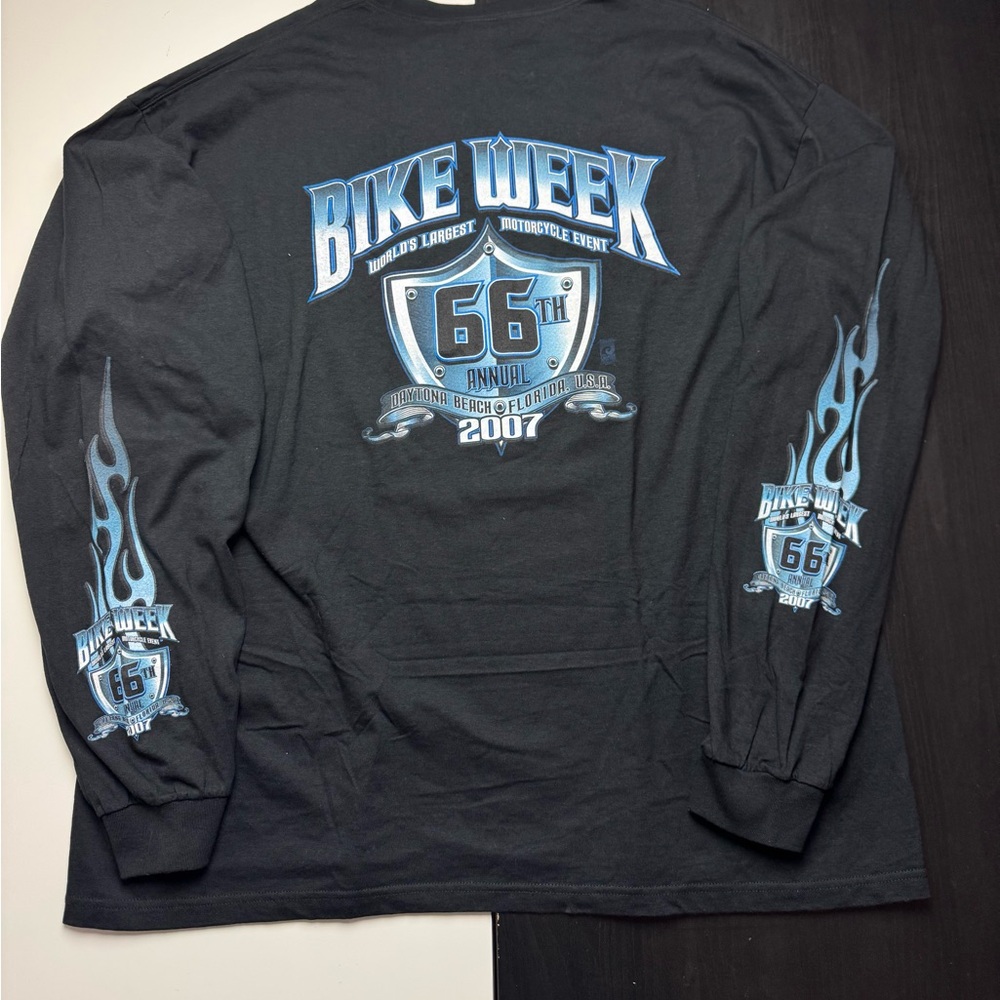 Bike Week Vintage 2007 Daytona Beach, FL Black Long Sleeve Men’s Size 3XL Flames